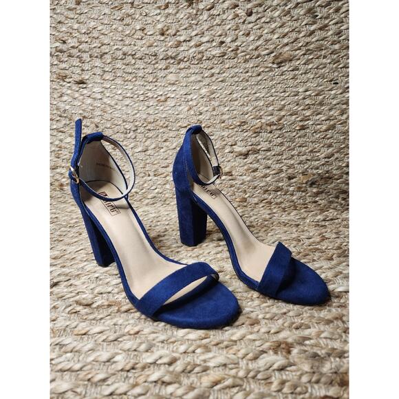 IDIFU Cookie Blue Suede 3" Block Heel Open Toe Chunky Strap Sandals Women's 8.5 - Picture 5 of 10